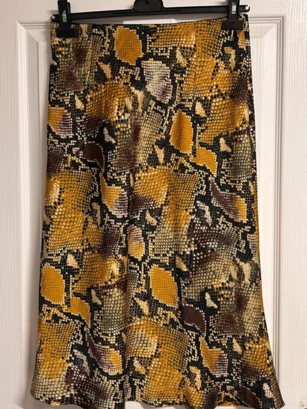 Nasty Gal Mustard Snake Print Midi Slip Skirt – Size 14 - Picture 2 of 5